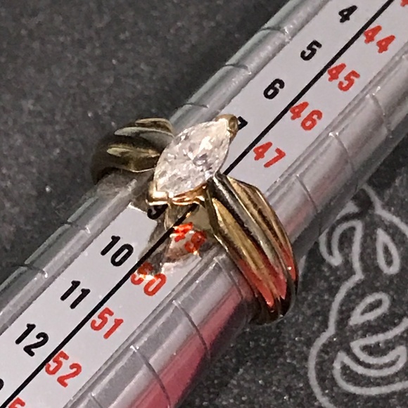 Cartier Diamond Marquis Solitaire Engagement Tri Gold Ring EUC - Picture 9 of 9